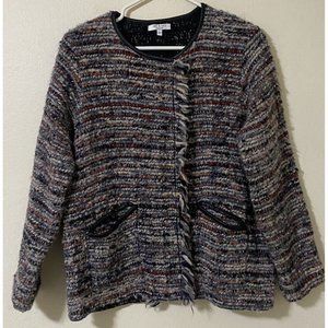 Gio & Gio Long Sleeve Italian Knit Women's Designer Sweater Red Black Gray Small